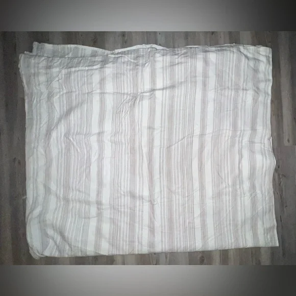 Pottery Barn Hawthorn Striped Duvet Cover Cal King White Brown 92” X 108”